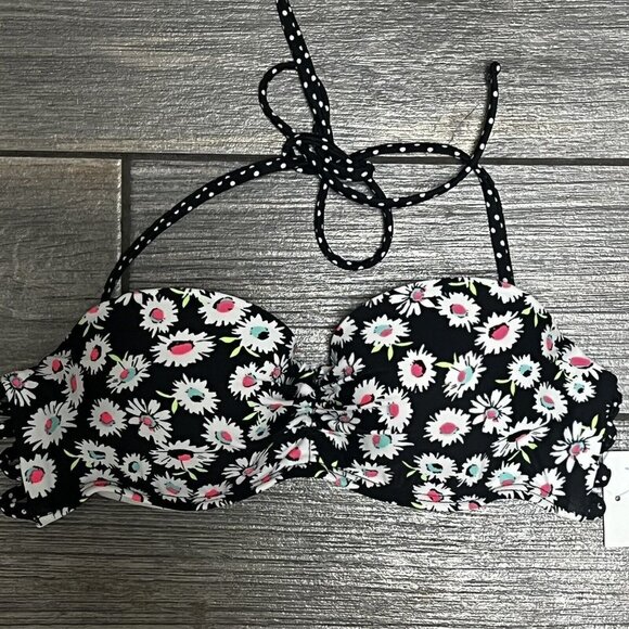 NWT California Waves Bikini Top Juniors' Small Padded Daisy Duke + Polka Dots S - Picture 8 of 12